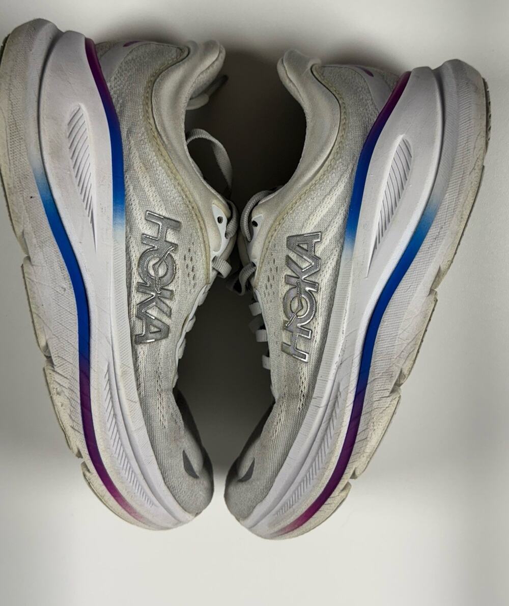 HOKA ONE ONE Men's Lace-Up Low Top Athletic Sneakers Gray/White/Blue W8082B